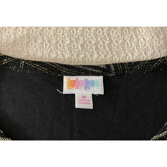 NWT LuLaRoe Julia Medium Black Gold Metallic Dress Geometric Pattern Mid-Length - Picture 3 of 12